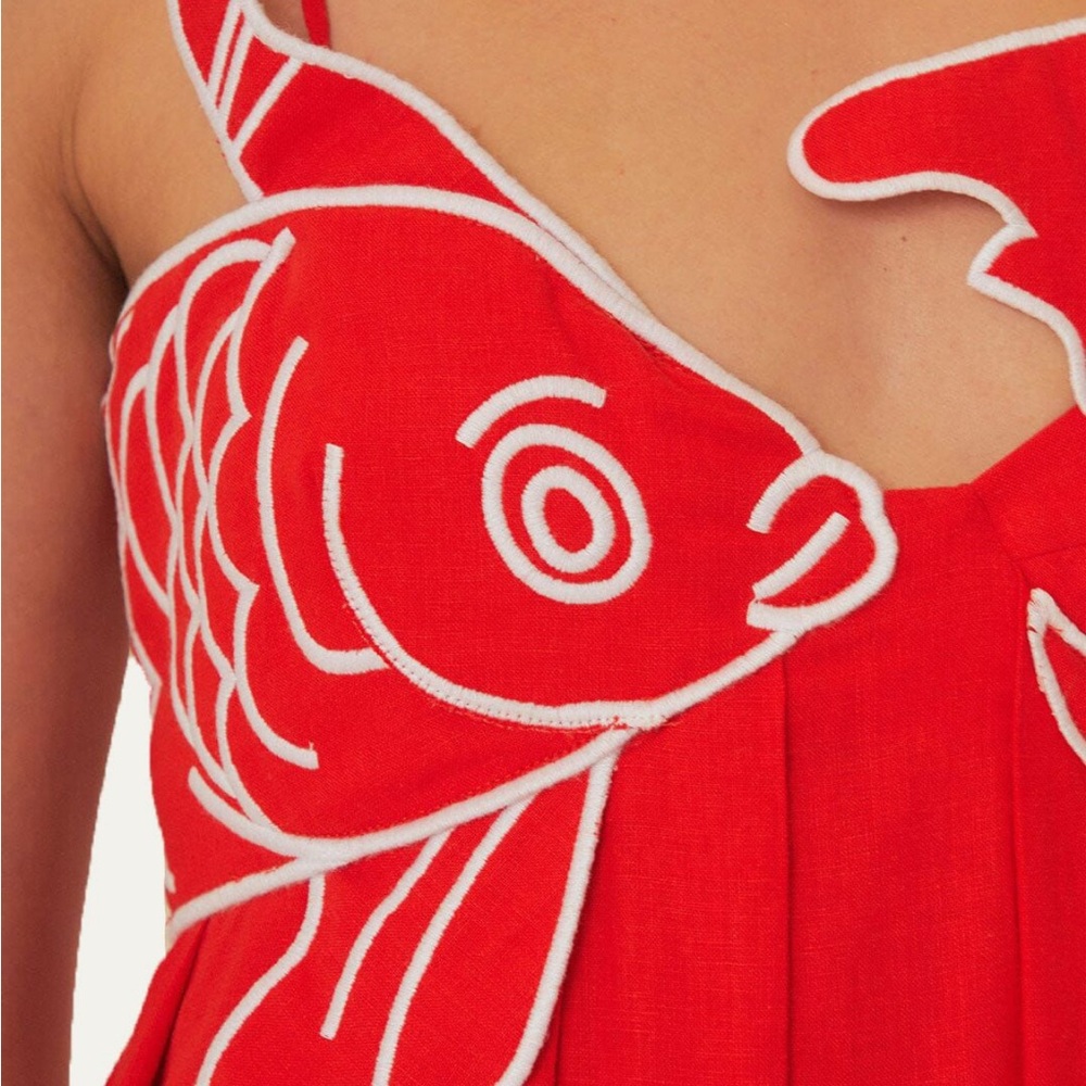 NWT Farm Rio Red Fish Top Maxi Dress - Picture 6 of 9